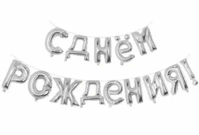 Растяжка «С днем Рождения», серебро